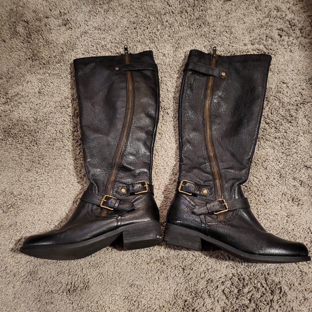 Steve Madden Synicle knee high leather boots black size 9.5